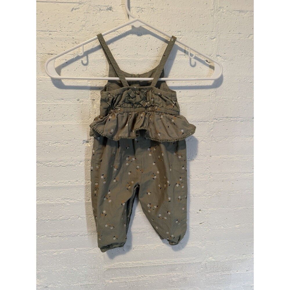 Joie Girl’s Romper Olive Green Floral Button Detail 3-6 Months - Picture 4 of 5